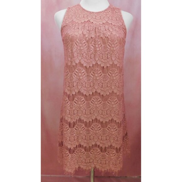 Speechless XS Mauve Lace Dress Elegant Sleeveless Scalloped Overlay - Picture 1 of 9